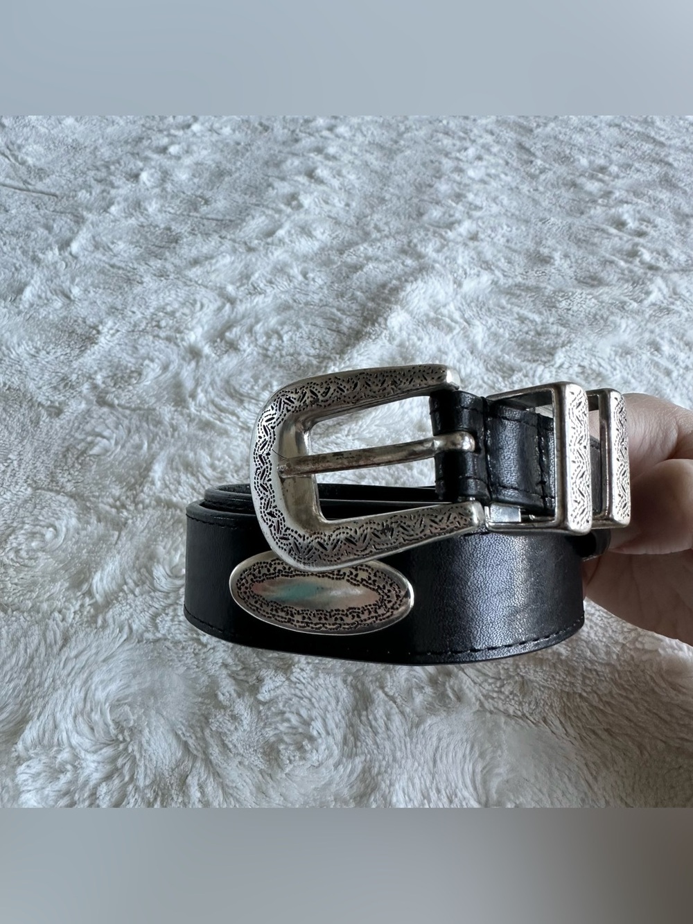 Leather Concho Belt Mens 36 Black Silver Haggar Buckle Western Cowboy Full Grain